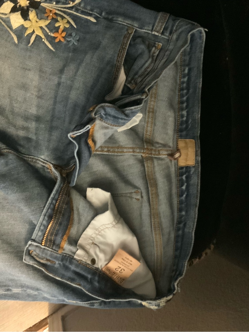 DRIFTWOOD Light Blue Boyfriend Jeans with Floral Embroidery - Picture 3 of 3